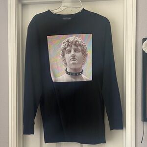 Current Mood Black Long Sleeve Shirt Dress Michaelangelo David
